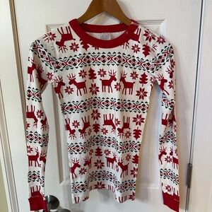 Hanna Andersson Red Grey Reindeer Long Sleeve Shirt 100% Organic Cotton Kids 14